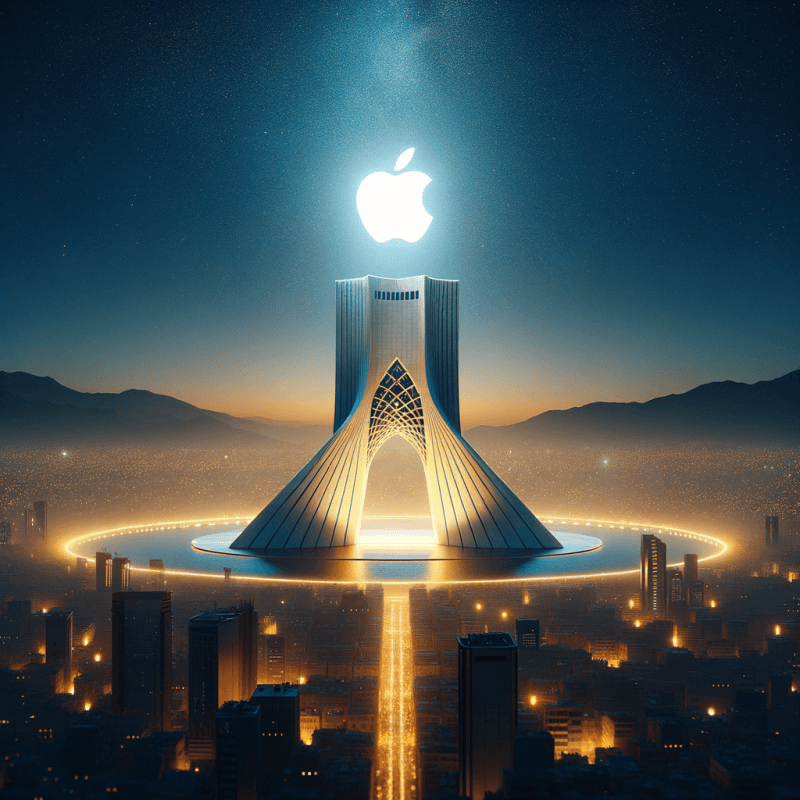 لوگوی اپل و برج آزادی